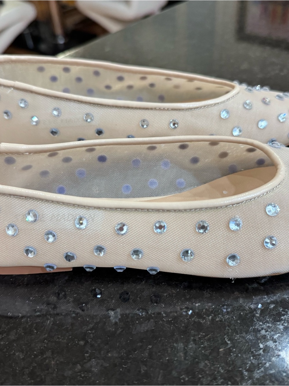 Steve Madden Viv Natural Rhinestone Flats Size 6 - Picture 3 of 8